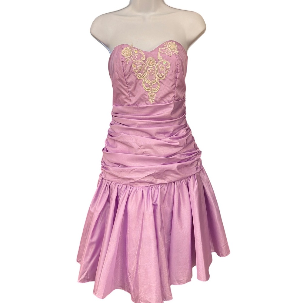 Vintage 80's Y2K Strapless Prom Dress 80s Party Barbiecore Princesscore Regency